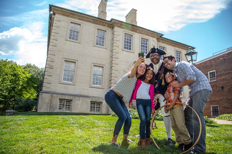 Family at historic Carlyle House in Old Town Alexandria - Things to do in historic Virginia