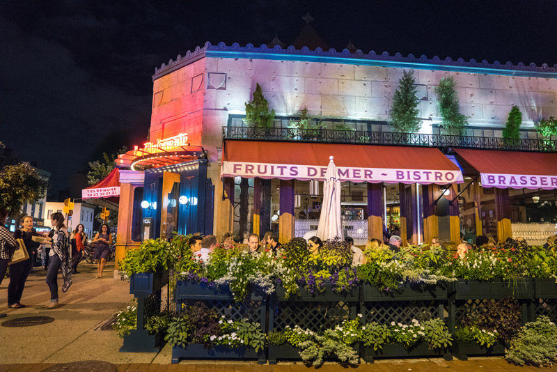 Nighttime patio dining at Le Diplomate on 14th Street - Stephen Starr Restaurant in Washington, DC