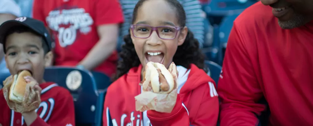 Family eating at Washington Nationals game - Where to eat and drink at Nationals Park